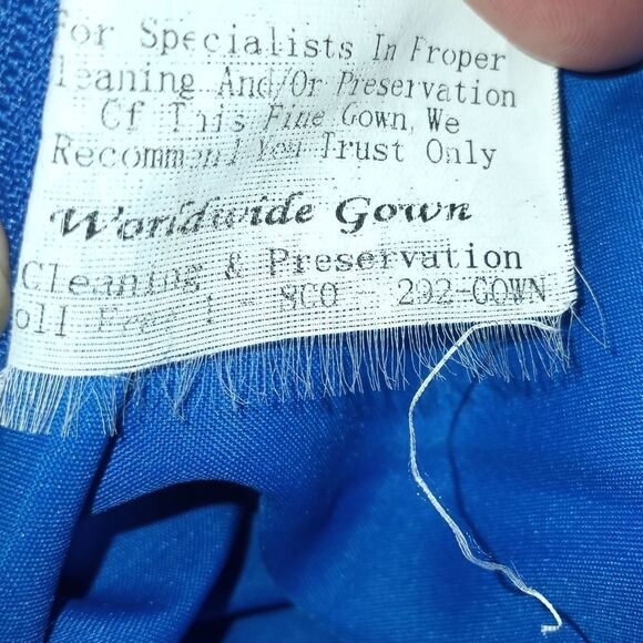 WORLDWIDE GOWN BLUE BEADED GOWN W/TRAIN EUC - Picture 9 of 9